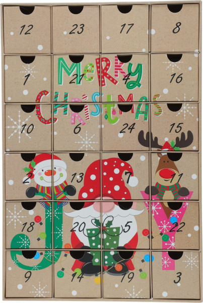 Adventkalender in braun aus Papier