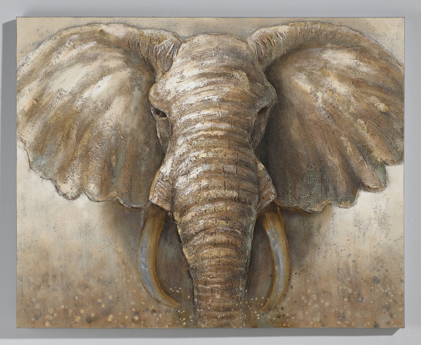Wandgemälde Elefant (BHT 127x101x3,5 cm)