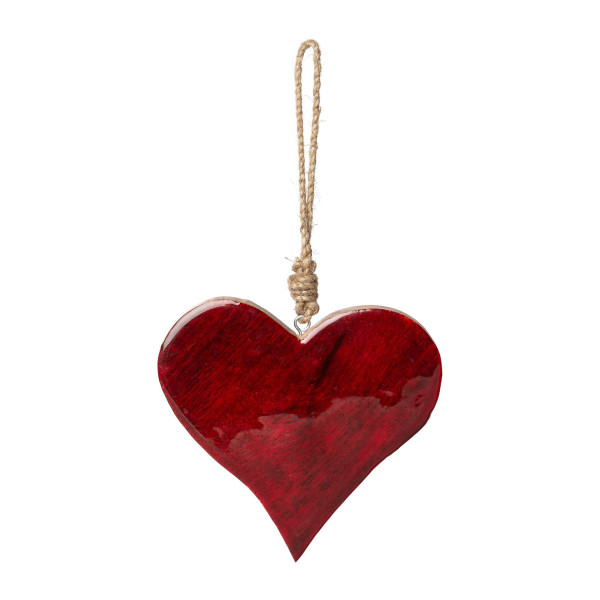 Christbaumschmuck Hänger HERZ ENAMEL in rot aus Holz