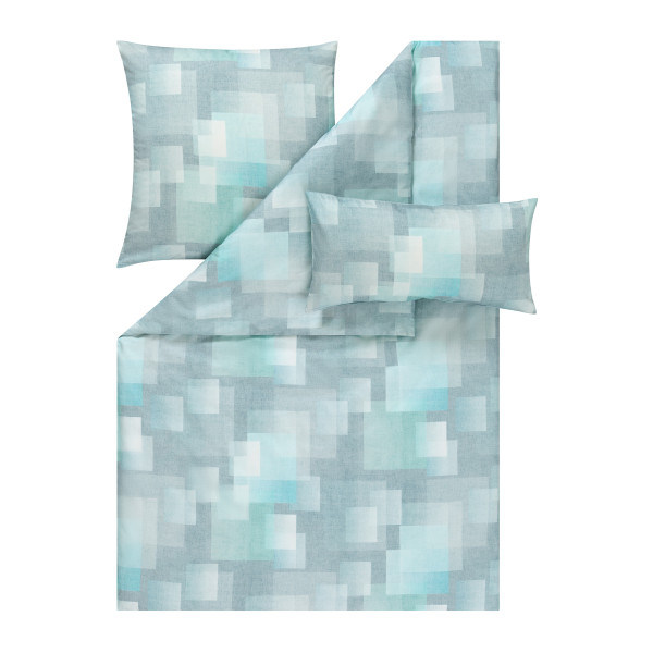 Bettwäsche SILVIO Mako-Satin in grün aus Baumwolle