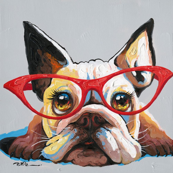 Keilrahmenbild HUND MIT BRILLE