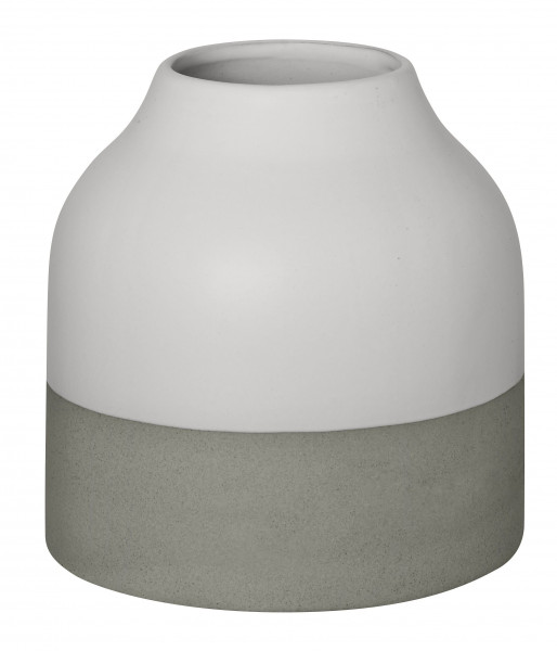 Vase weiß/grau matt