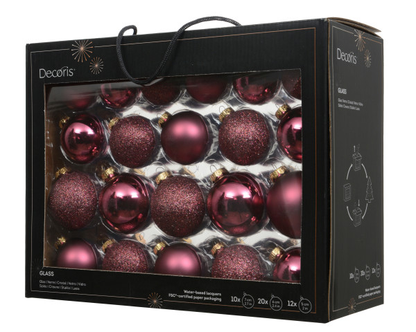 Weihnachtskugel-Box MAXI DUNKELROSA in rose aus Glas