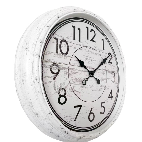 Wanduhr in weiß aus Kunststoff