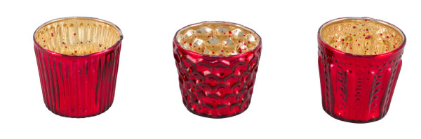 Teelichthalter in rot aus Glas