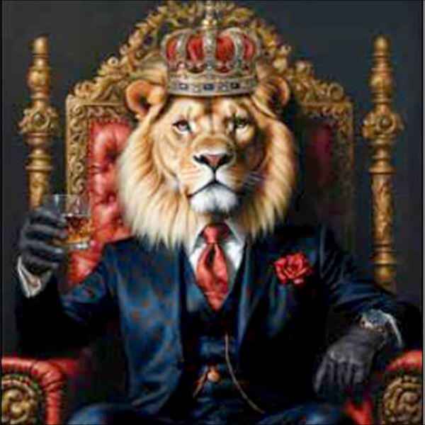 Aludibondbild LION KING V in mehrfarbig aus Metall