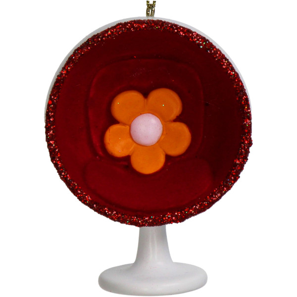 Weihnachtskugel STUHL RETRO in rot aus Polyresin