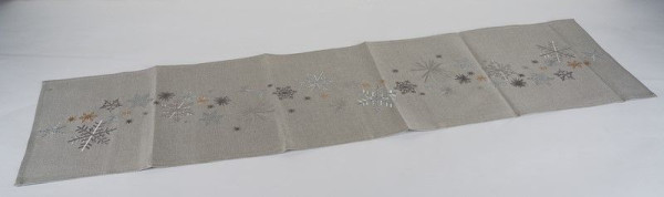 Tischläufer Schneeflocke in grau aus Kunststoff
