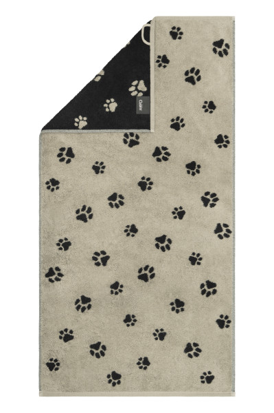 Duschtuch WE LOVE DOGS Paws in schwarz aus Baumwolle