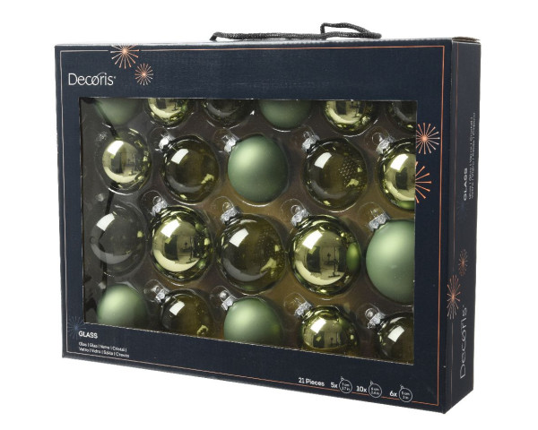 Weihnachtskugel-Box MIDI ROSMARIN in grün aus Glas