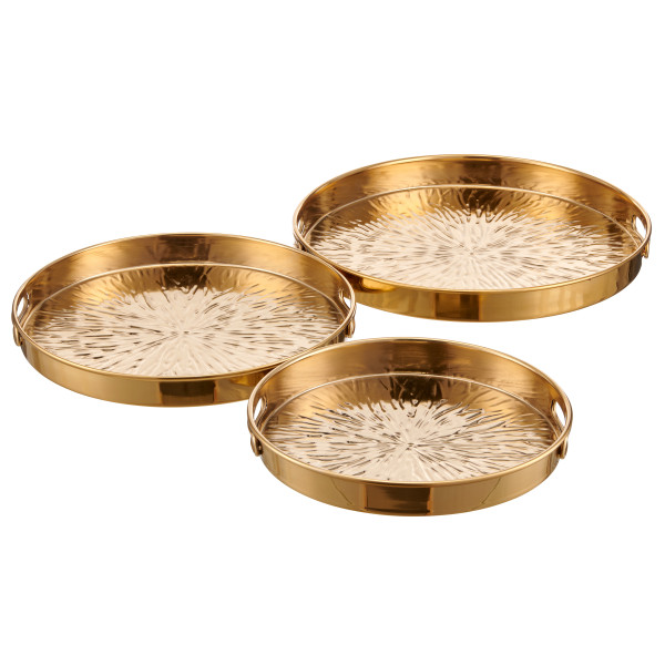 Tablett mit Griff in goldfarben aus Metall