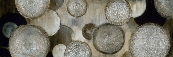 Gemälde ABSTRAKTE KREISEL in bunt aus Holz
