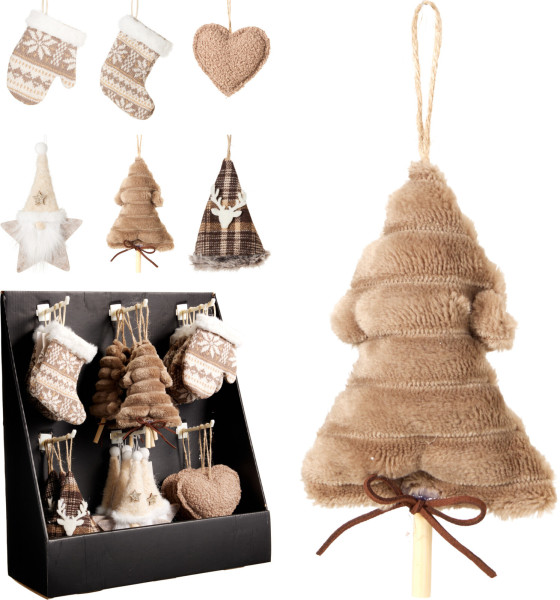 Christbaumschmuck Hänger PLÜSCH in natur aus Polyester