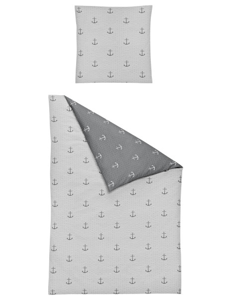 Bettwäsche Seersucker silber aus Baumwolle