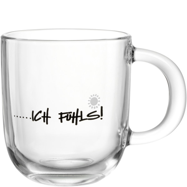 Henkelbecher ICH FÜHLS in mehrfarbig aus Glas