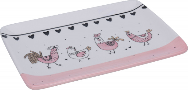 Platte Huhn und Hahn