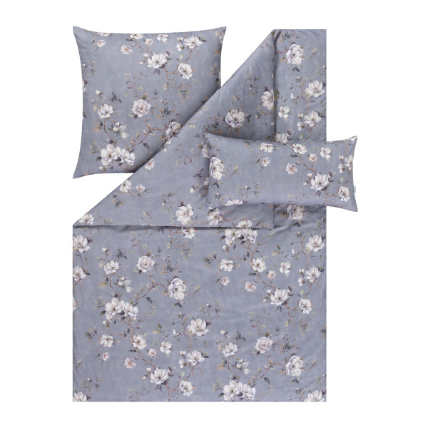 Bettwäsche LARA Satin in grau aus Baumwolle