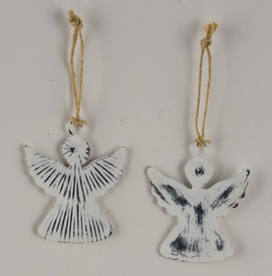 Christbaumschmuck Hänger ENGEL in weiß aus Metall