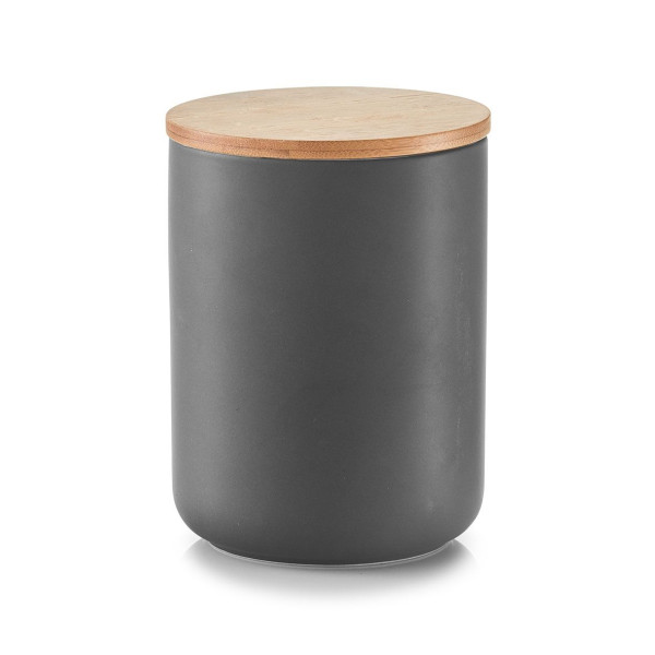 Vorratsdose mit Bamboodeckel in anthrazit aus Keramik