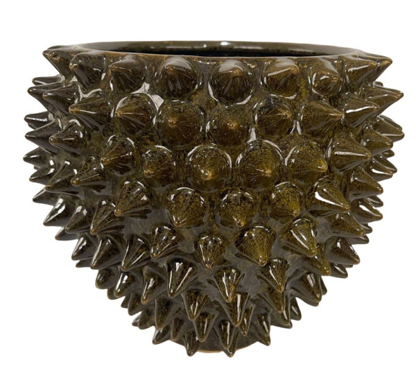 Übertopf SPIKES in braun aus Terracotta