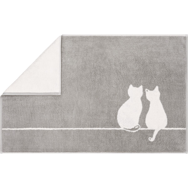 Badematte CUTE CATS in platinfarben aus Baumwolle