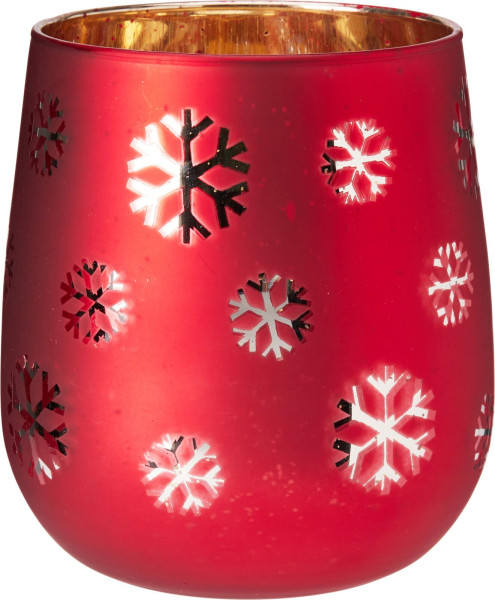 Teelichthalter in rot aus Glas