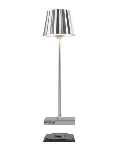 Tischleuchte TROLL NANO RC in silberfarben aus Aluminium