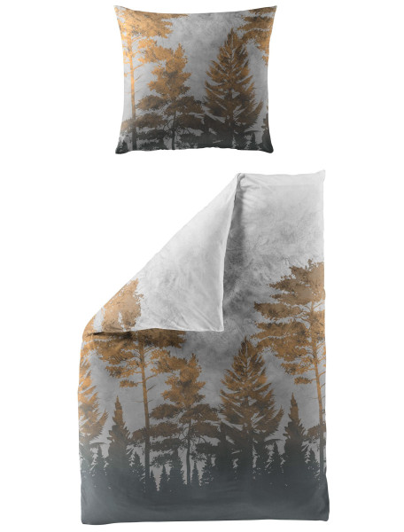 Bettwäsche Mako-Satin GRAFIT aus Baumwolle