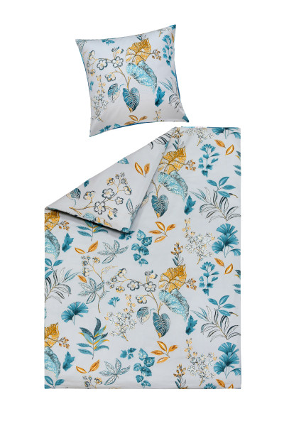 Bettwäsche PENELOPE Satin in rauchblau aus Baumwolle