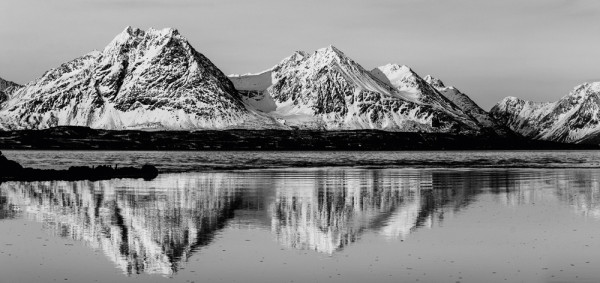Akustikbild WINTERBERGE in schwarz/weiß/braun aus Materialmix