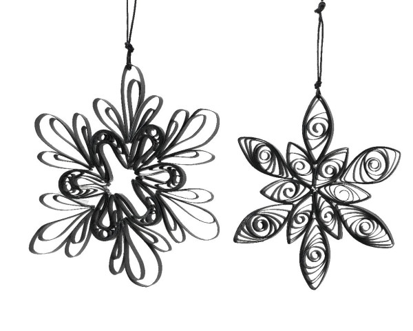Christbaumschmuck Hänger Blume in schwarz aus Papier