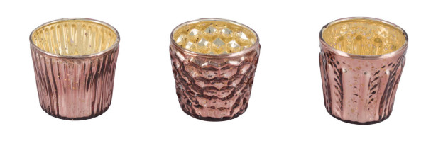 Teelichthalter in rosa aus Glas