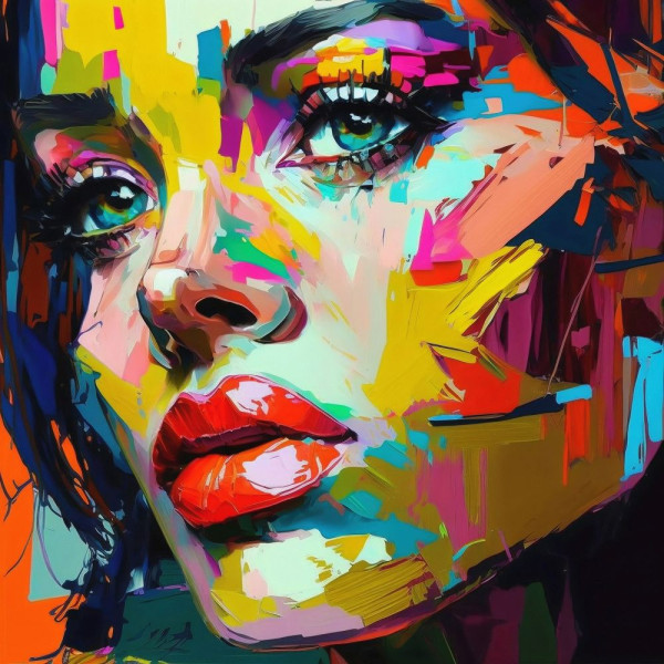 Acrylglasbild BUNTES PORTRAIT in mehrfarbig aus Kunststoff