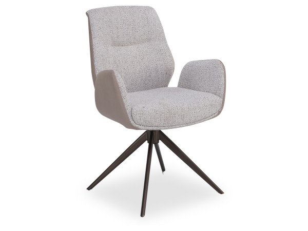 Armlehnenstuhl HARPER DERBY in weiß aus Stoff