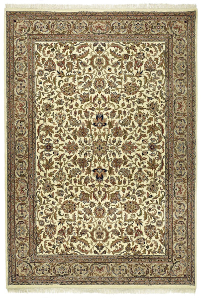 Teppich BENARAS Isfahan beige in beige aus Schurwolle