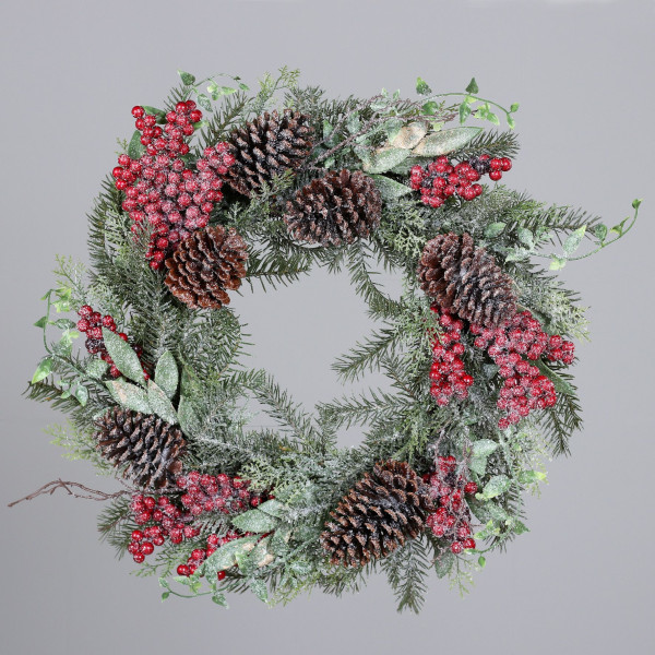 Weihnachts-Mix-Kranz in aubergine aus Kunststoff
