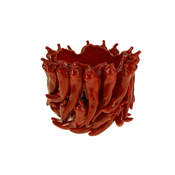 Vase CHILI in bordeaux aus Keramik