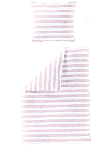 Bettwäsche Seersucker rosa in rosa aus Baumwolle