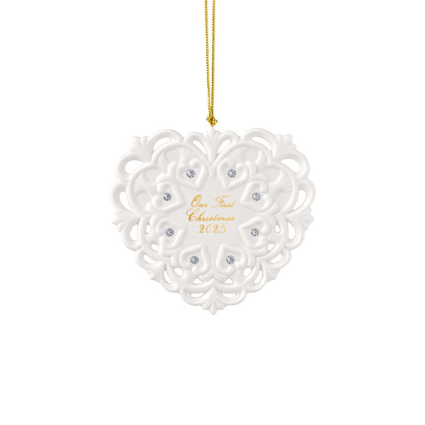 Christbaumschmuck Hänger Herz in weiß aus Bone China