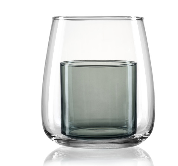 Windlicht DUO in Smoke aus Glas