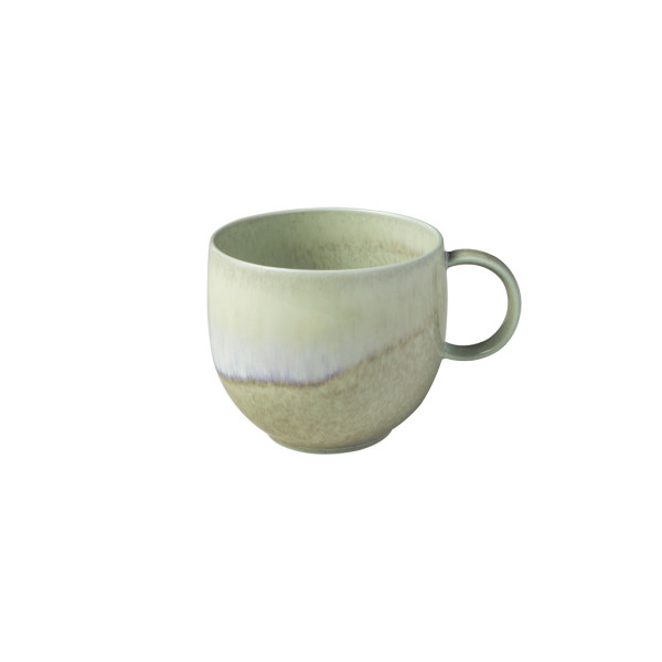 Becher mit Henkel PERLEMOR ALG in grün aus Bone China