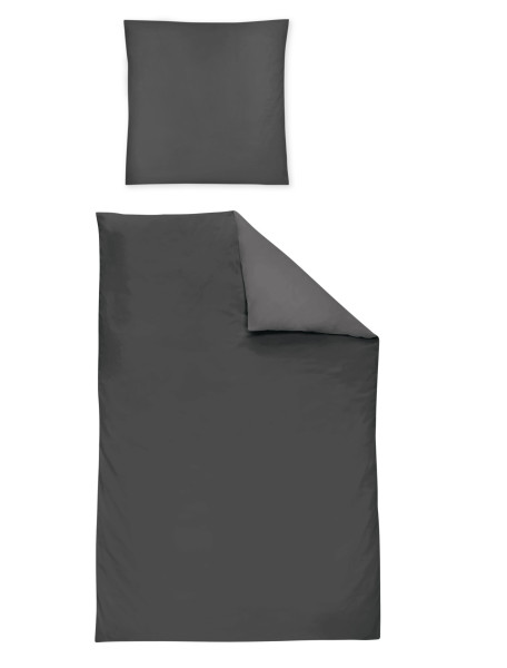 Bettwäsche PARIS Mako-Satin in anthrazit aus Baumwolle