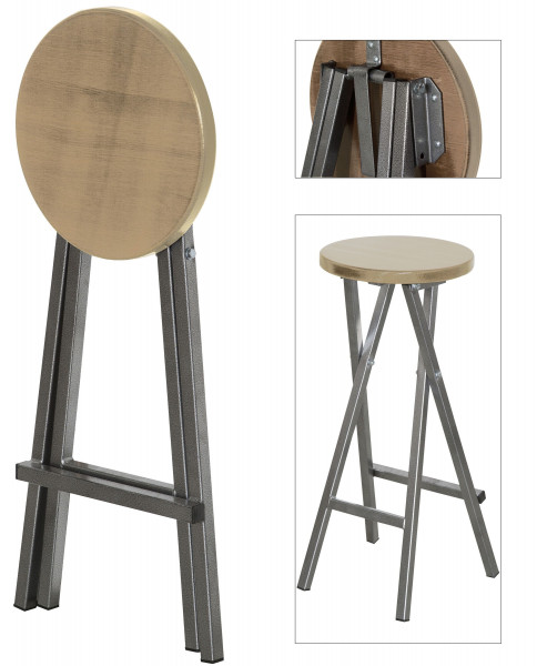 Barhocker in beige aus Holz