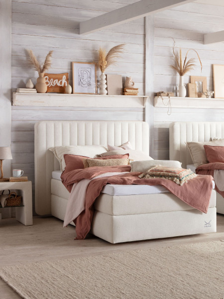 Boxspringbett SANSIBAR VINTERDAL in weiß aus Stoff