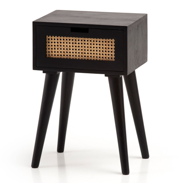 Nachttisch in schwarz aus Holz