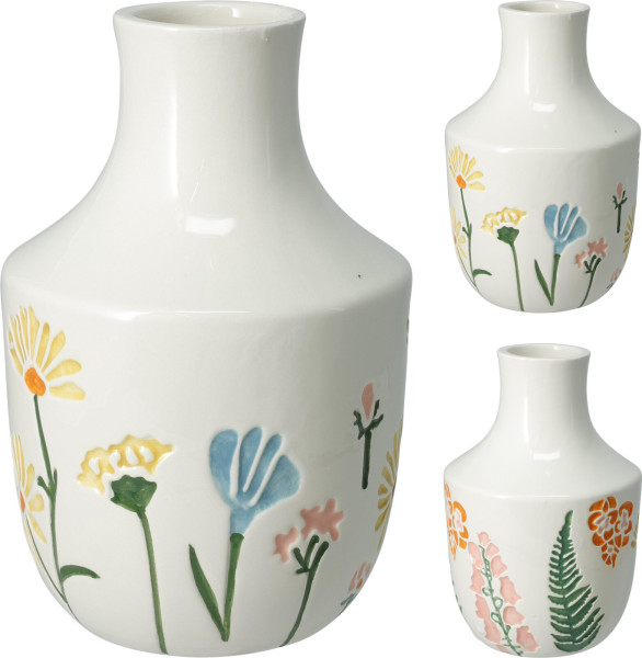 Vase BLUMEN in weiß aus Dolomit