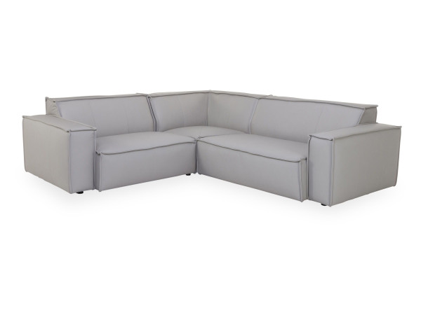 Polsterecke CROSWELL in Light Grey aus Leder