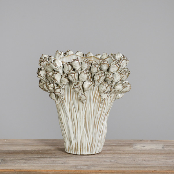 Vase in creme aus Keramik