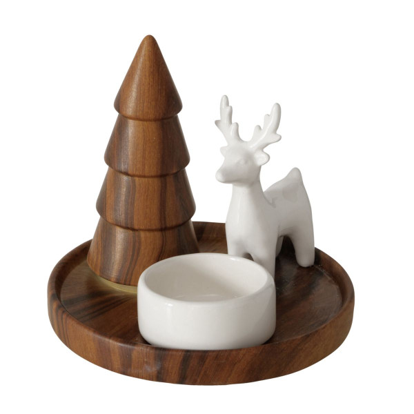 Teelichthalter SKANDO in mehrfarbig aus Steingut