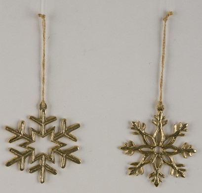 Christbaumschmuck Hänger SCHNEEFLOCKE in goldfarben aus Aluminium